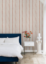 Winston Watercolor Potter's Clay Peach Stripe Peel & Stick Wallpaper