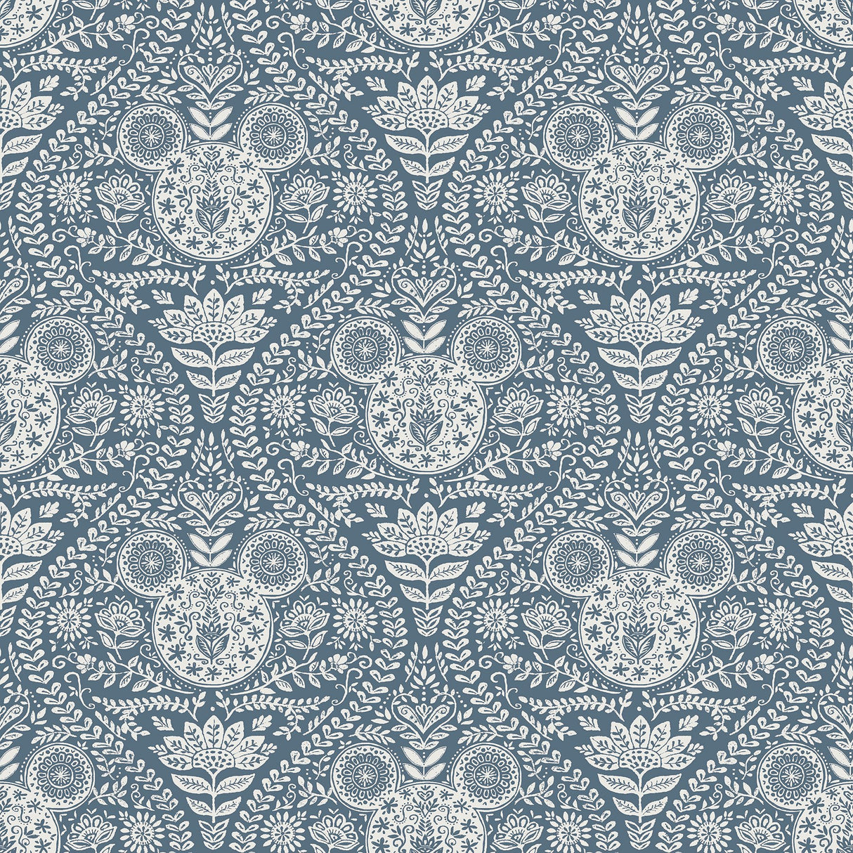 Disney Mickey Mouse Blue Block Print Peel & Stick Wallpaper with Modern Ogee Graphic Pattern - York RMK12787PLW