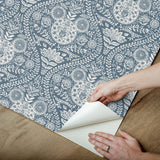 Disney Mickey Mouse Blue Block Print Peel & Stick Wallpaper with Modern Ogee Graphic Pattern - York RMK12787PLW