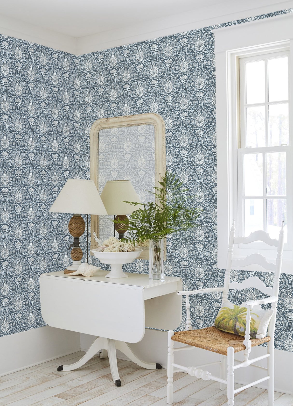 Disney Mickey Mouse Blue Block Print Peel & Stick Wallpaper with Modern Ogee Graphic Pattern - York RMK12787PLW