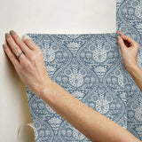 Disney Mickey Mouse Blue Block Print Peel & Stick Wallpaper with Modern Ogee Graphic Pattern - York RMK12787PLW