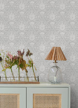 Disney Mickey Mouse Grey Block Print Peel & Stick Wallpaper with Scandinavian Ogee Motif - York RMK12788PLW