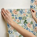 Disney Princess Blue Watercolor Floral Peel & Stick Wallpaper with Botanical Floral Pattern - RoomMates RMK12793PLW