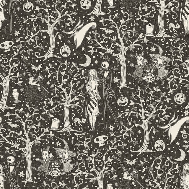 Nightmare Before Christmas Sepia Forest Toile Peel & Stick Wallpaper - RoomMates RMK12795PLW