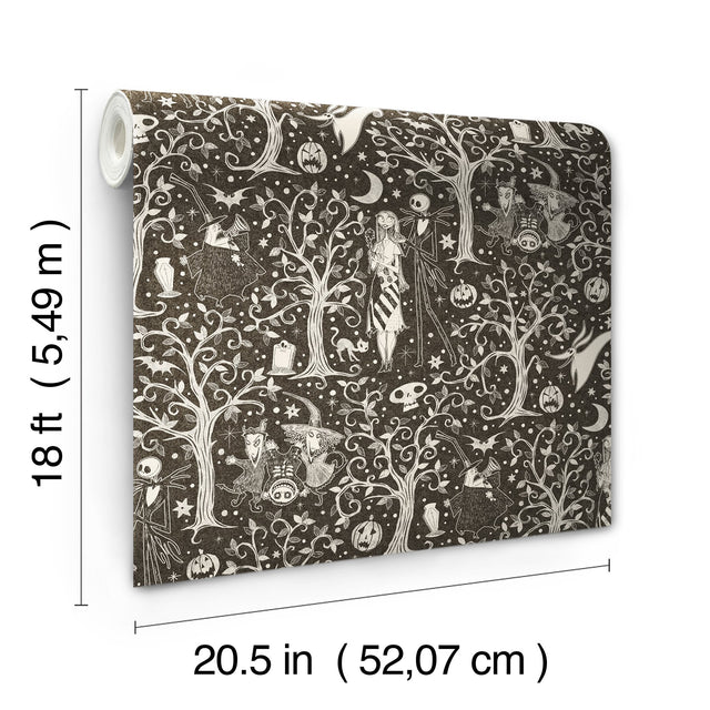 Nightmare Before Christmas Sepia Forest Toile Peel & Stick Wallpaper - RoomMates RMK12795PLW