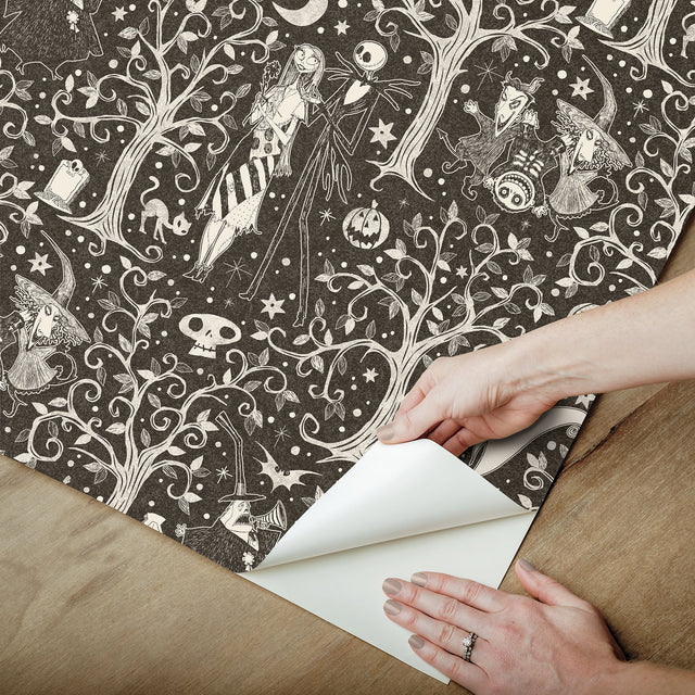 Nightmare Before Christmas Sepia Forest Toile Peel & Stick Wallpaper - RoomMates RMK12795PLW