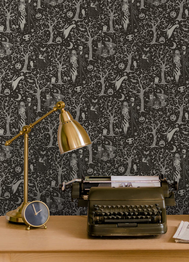 Nightmare Before Christmas Sepia Forest Toile Peel & Stick Wallpaper - RoomMates RMK12795PLW
