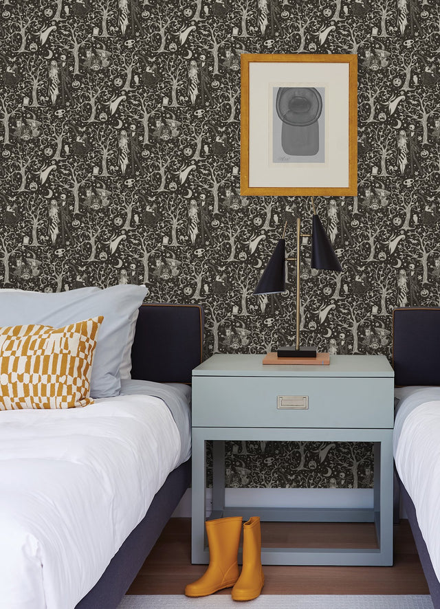 Nightmare Before Christmas Sepia Forest Toile Peel & Stick Wallpaper - RoomMates RMK12795PLW