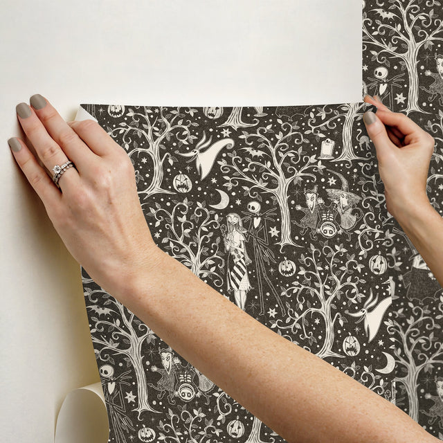 Nightmare Before Christmas Sepia Forest Toile Peel & Stick Wallpaper - RoomMates RMK12795PLW