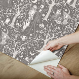 Disney Tim Burtons The Nightmare Before Christmas Grey Forest Toile Peel & Stick Wallpaper - York RMK12796PLW