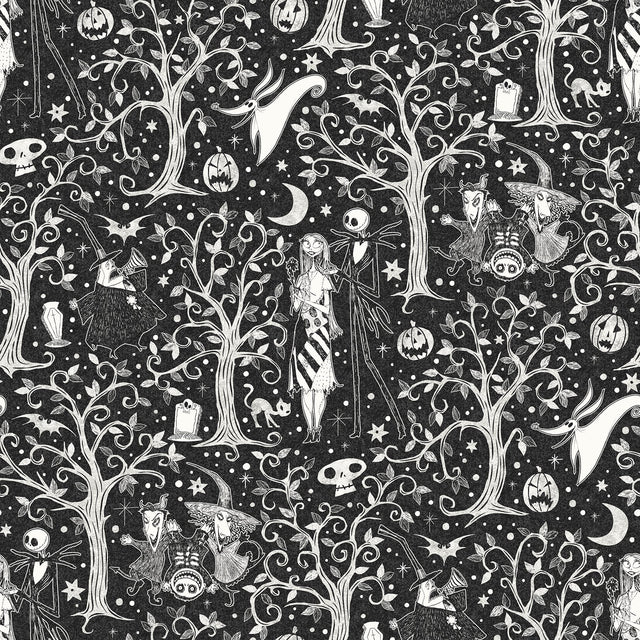 Nightmare Before Christmas Black Forest Toile Peel & Stick Wallpaper - RoomMates RMK12797PLW