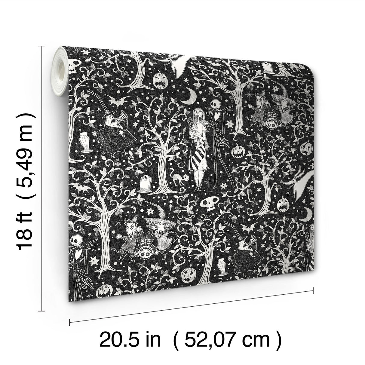 Nightmare Before Christmas Black Forest Toile Peel & Stick Wallpaper - RoomMates RMK12797PLW