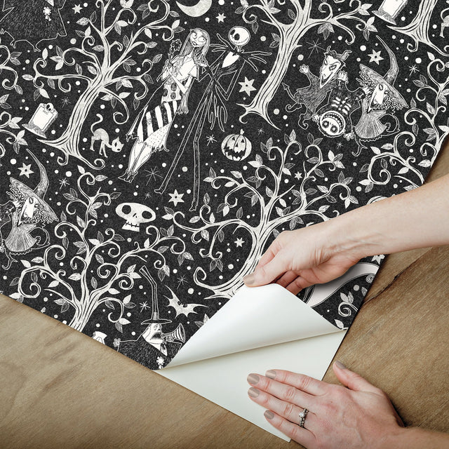 Nightmare Before Christmas Black Forest Toile Peel & Stick Wallpaper - RoomMates RMK12797PLW