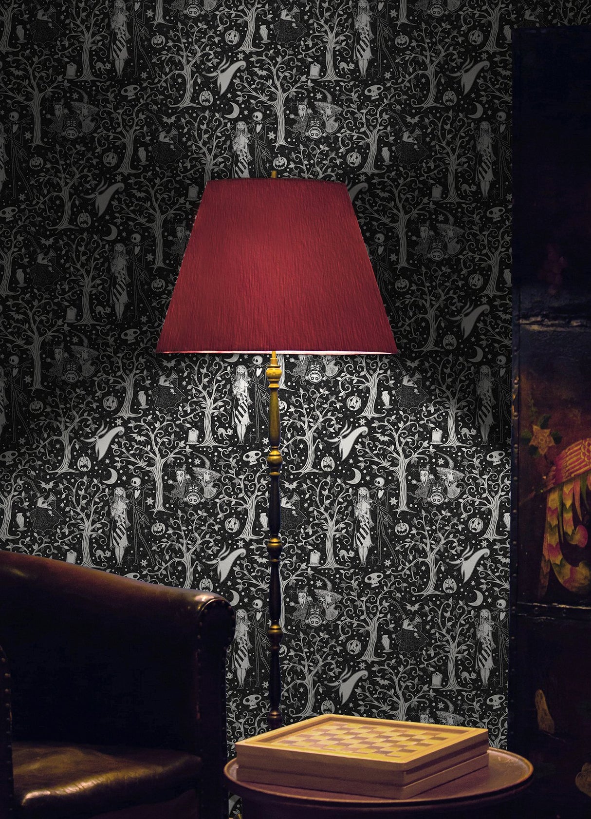 Nightmare Before Christmas Black Forest Toile Peel & Stick Wallpaper - RoomMates RMK12797PLW