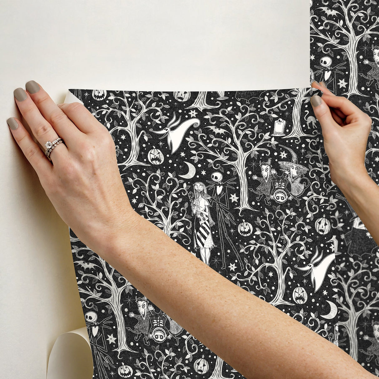 Nightmare Before Christmas Black Forest Toile Peel & Stick Wallpaper - RoomMates RMK12797PLW