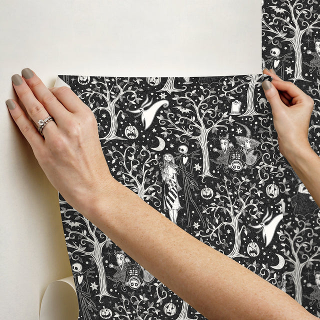 Nightmare Before Christmas Black Forest Toile Peel & Stick Wallpaper - RoomMates RMK12797PLW