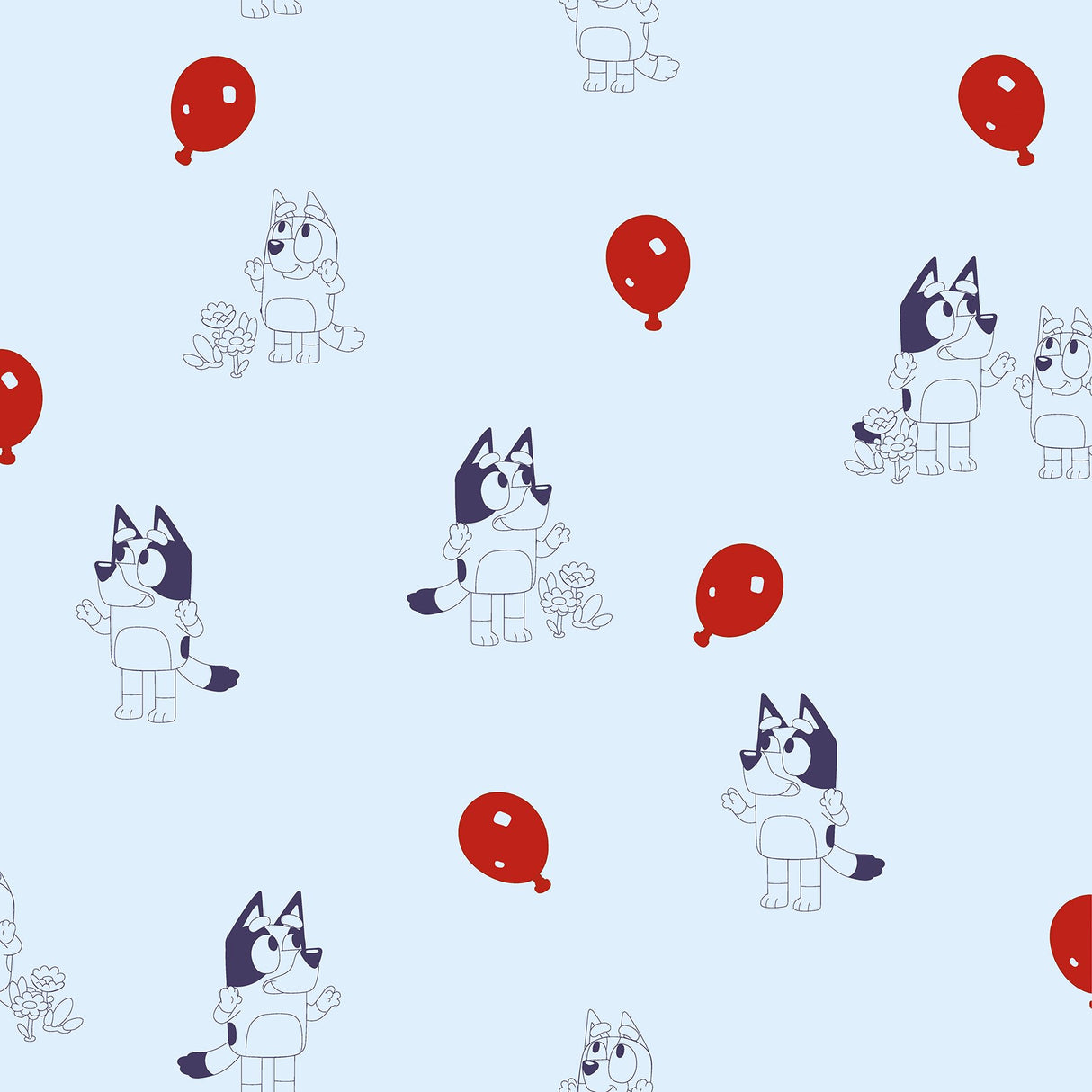 Bluey Keepy Uppy Blue Peel & Stick Wallpaper with Novelty Graphics - York RMK12800PLW