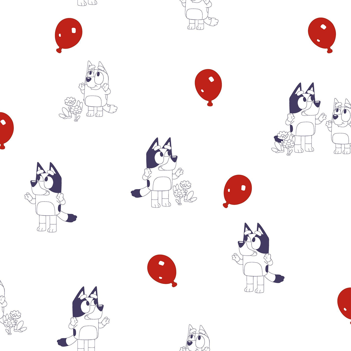 Bluey Keepy Uppy White Peel & Stick Wallpaper with Novelty Graphics - York RMK12801PLW