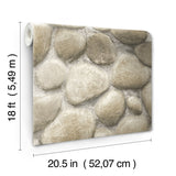 Yellowstone Root Rocks Beige Peel & Stick Wallpaper with Stone Graphic Pattern, Country Style - York RMK12804PLW