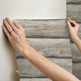 Yellowstone Bunkhouse Brown Peel & Stick Wallpaper with Wood Log Pattern, Country Style - York RMK12805PLW
