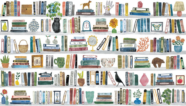 Library Peel & Stick Wall Mural in Pink Whimsical Graphics Pattern - RoomMates RMK12806M