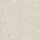 Blossom Stripe Cream Peel & Stick Wallpaper with Floral Branch Pattern - York RMK12807PL