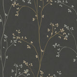 Blossom Stripe Black Peel & Stick Wallpaper with Floral Cherry Blossom Motif - York RMK12808PL SAMPLE