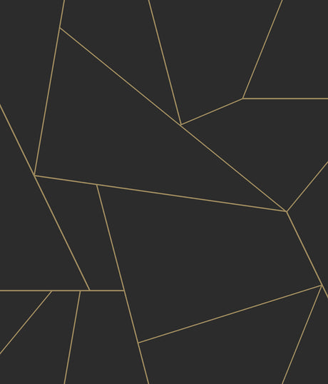 Brilliant Black and Gold Metallic Geometric Peel and Stick Wallpaper by RoomMates - RMK12809PL