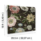 Vintage Poppy Black Peel & Stick Wallpaper with Floral Graphics - York RMK12810PL