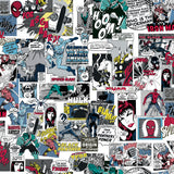 Marvel Classic Comics Peel and Stick Wallpaper by RoomMates featuring Avengers, Spider-Man, Iron Man, Captain America and Thor in a Retro Comics Design