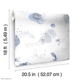 STAR WARS Good Night Galaxy Blue and Grey Celestial Toile with Starships and Constellations Peel and Stick Kids Wallpaper by RoomMates - RMK12815PL