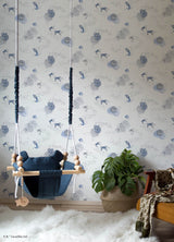 STAR WARS Good Night Galaxy Blue and Grey Celestial Toile with Starships and Constellations Peel and Stick Kids Wallpaper by RoomMates - RMK12815PL