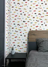 Disney & Pixar Cars Racing White Peel & Stick Kids Wallpaper with Lightning McQueen and Mater by RoomMates - RMK12816PL