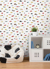 Disney & Pixar Cars Racing White Peel & Stick Kids Wallpaper with Lightning McQueen and Mater by RoomMates - RMK12816PL