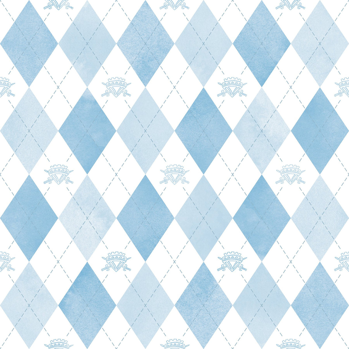Disney Descendants: The Rise of Red - Chloe Crown Argyle Blue Peel & Stick Wallpaper, Kids Novelty Pattern - York RMK12818PLW
