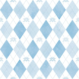 Disney Descendants: The Rise of Red - Chloe Crown Argyle Blue Peel & Stick Wallpaper, Kids Novelty Pattern - York RMK12818PLW