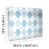 Disney Descendants: The Rise of Red - Chloe Crown Argyle Blue Peel & Stick Wallpaper, Kids Novelty Pattern - York RMK12818PLW
