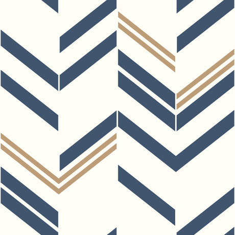 Chevron Stripe Blue Peel and Stick Wallpaper by RoomMates - RMK9002WP