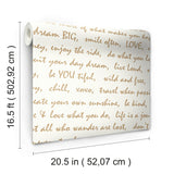 Dream Big Script Gold by RoomMates Motivational Metallic Cursive Script Peel and Stick Fully Removable Vinyl Wallpaper for Accent Walls - RMK9006WP