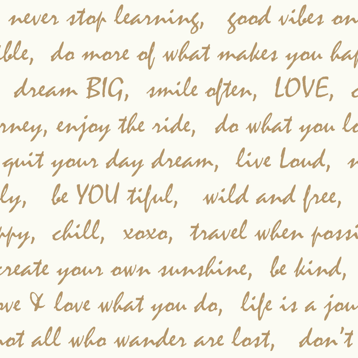 Dream Big Script Gold Peel and Stick Wallpaper by RoomMates - RMK9006WP