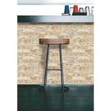 Stuccoed Brick Brown by RoomMates Industrial Exposed Brick Peel and Stick Vinyl Wallpaper for Walls - RMK9037WP