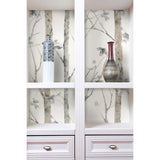 Birch Trees Brown Peel and Stick Wallpaper by RoomMates Photographic Botanical Nature Inspired Fully Removable Vinyl Wall Decor - RMK9047WP