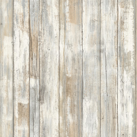 Distressed Wood Tan Peel and Stick Wallpaper by RoomMates - RMK9050WP
