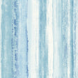 Watercolor Stripe Blue Peel and Stick Wallpaper by RoomMates featuring soft blue and white vertical watercolor brushstroke stripes on vinyl material - RMK9061WP