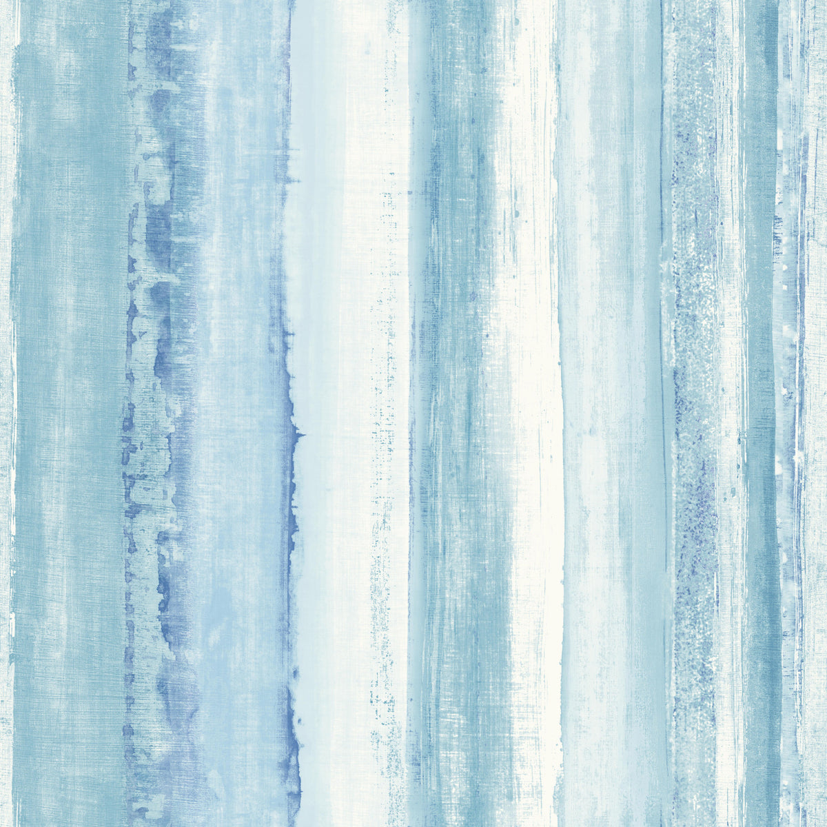Watercolor Stripe Blue Peel and Stick Wallpaper by RoomMates featuring soft blue and white vertical watercolor brushstroke stripes on vinyl material - RMK9061WP