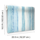 Watercolor Stripe Blue Peel and Stick Wallpaper by RoomMates Vinyl Washable Repositionable Removable Modern Striped Design RMK9061WP