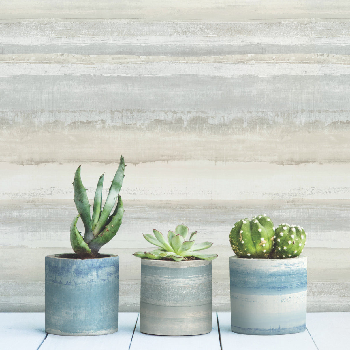Watercolor Stripe Tan Peel and Stick Wallpaper by RoomMates Neutral Stripe Vinyl Wallpaper 20.5 in x 16.5 ft About 28.2 sq ft - RMK9062WPZ