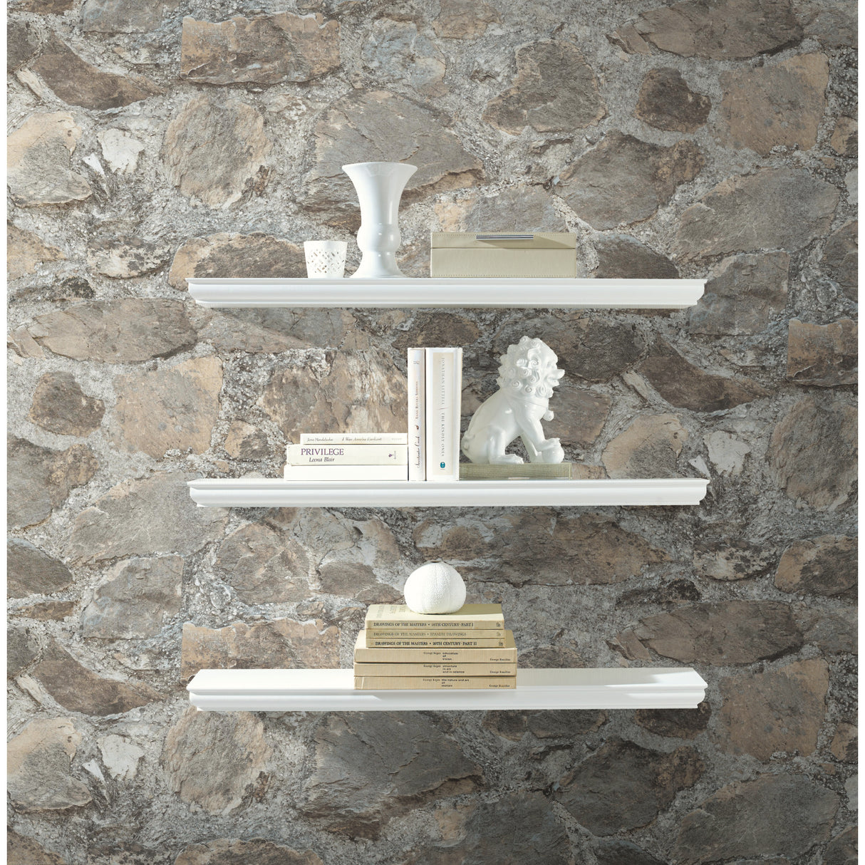 Weathered Stone Almond by RoomMates Industrial Rustic Slate Gray Beige Stone Peel and Stick Removable Wallpaper - RMK9096WP