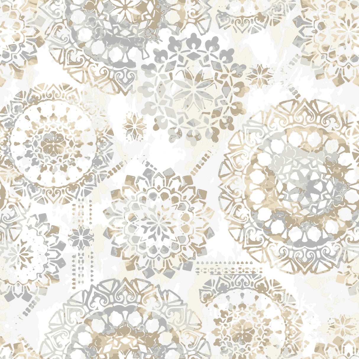 Bohemian Blue Peel and Stick Wallpaper Geometric Mandala Pattern by RoomMates RMK9122WPZ