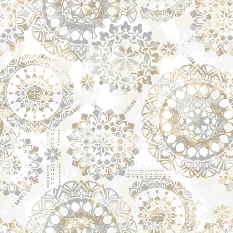 Bohemian Blue Peel and Stick Wallpaper Geometric Mandala Pattern by RoomMates RMK9122WPZ